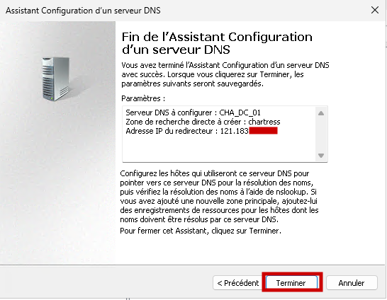 Enregistrement de la zone