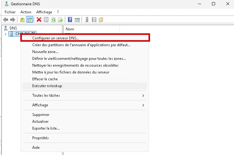Configuration du serveur DNS